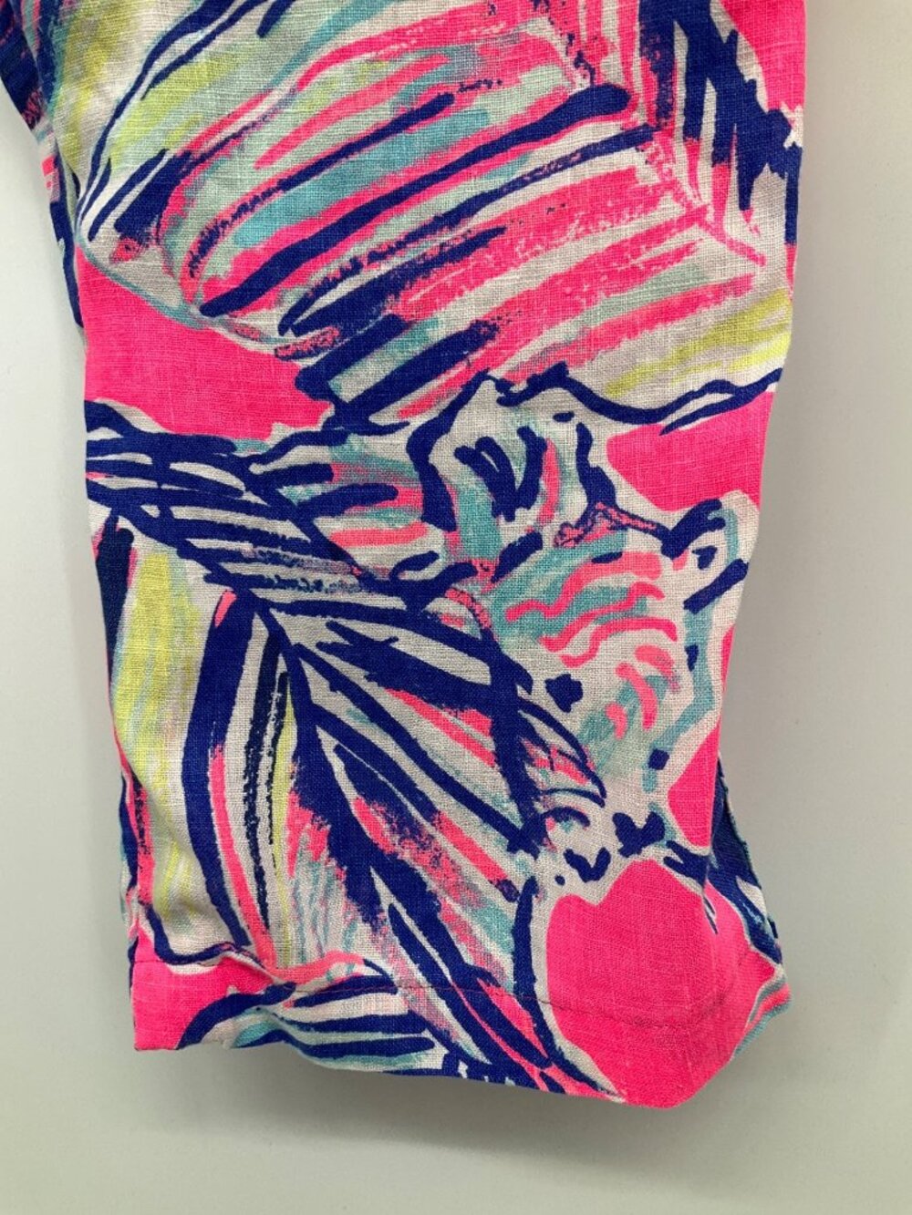 Lilly Pulitzer Galley Pants size 4 Tiki Pink Cabana Crazed 100%‎ Linen Wide Leg - Picture 6 of 9